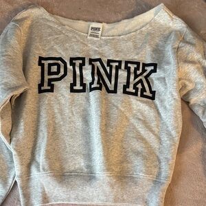 PINK Victoria's Secret Gray Off Shoulder Sweater/Sweatshirt